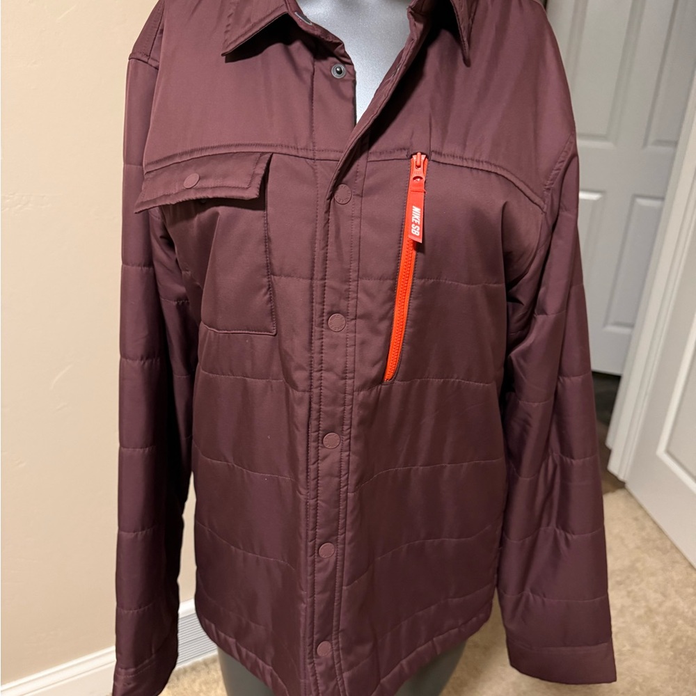 Nike men’s  Maroon Puffer Jacket with Orange Zipper